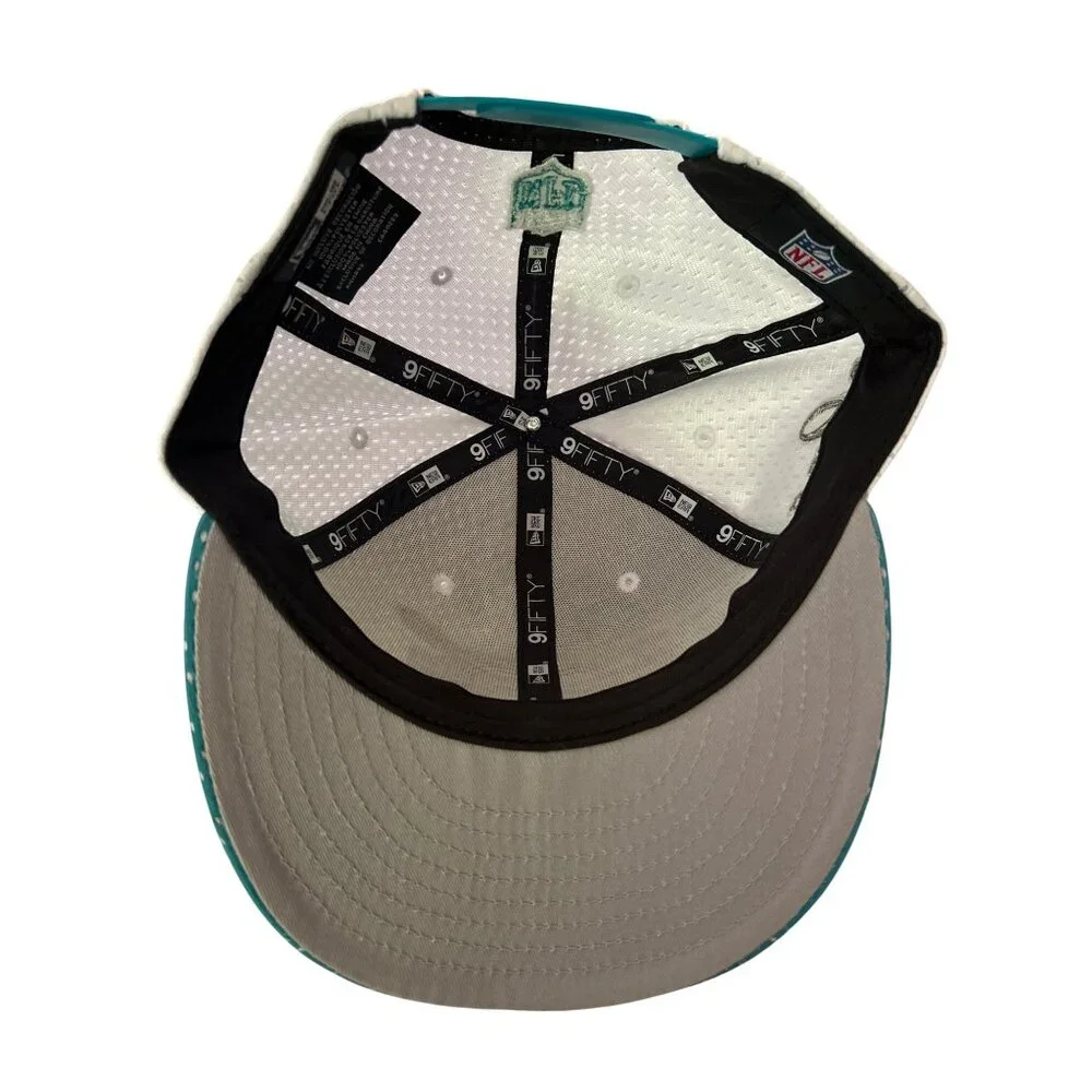 New Era NFL White & Teal Super Bowl LIV 100th Anniversary 9Fifty Snapback Cap - Picture 5 of 7